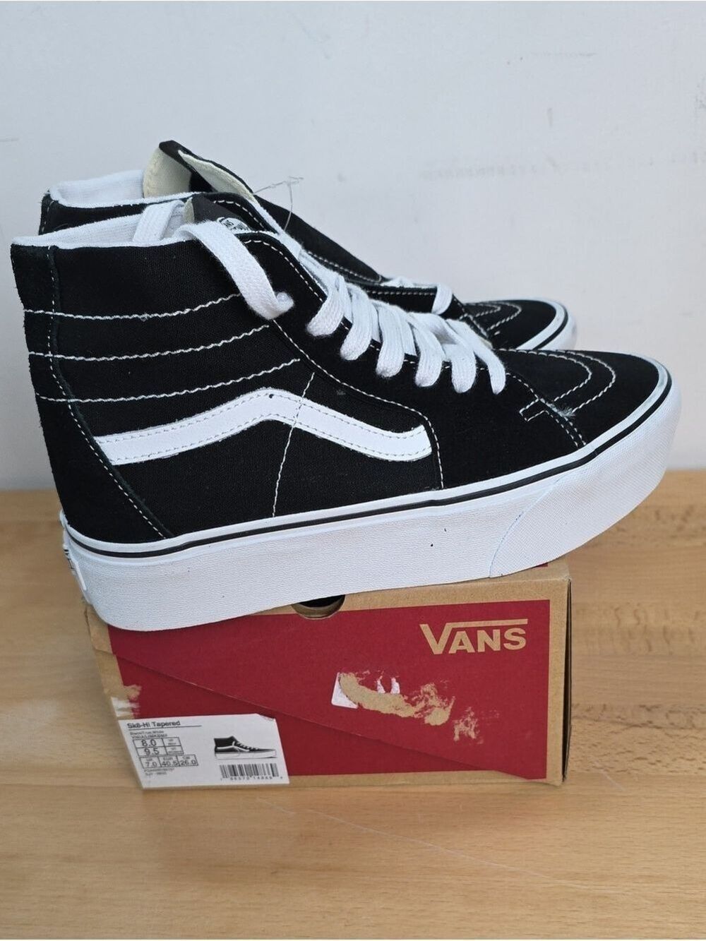 Vans Black & White Sk8-Hi Platform Sneakers Women 9.5 Men 8